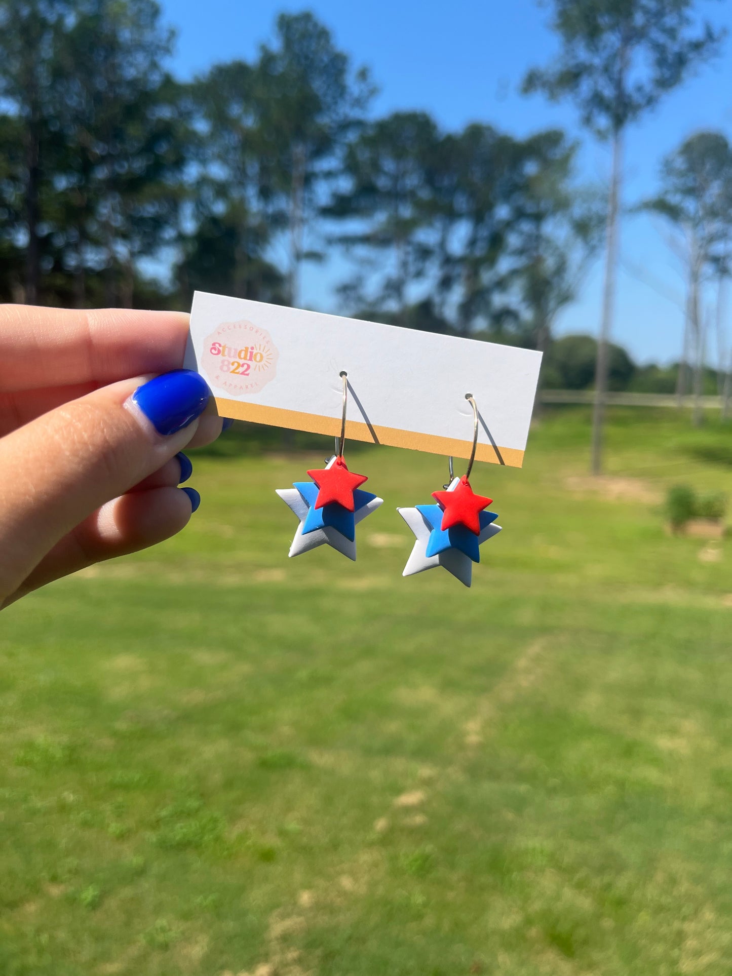 Star Hoops- Red, White & Blue