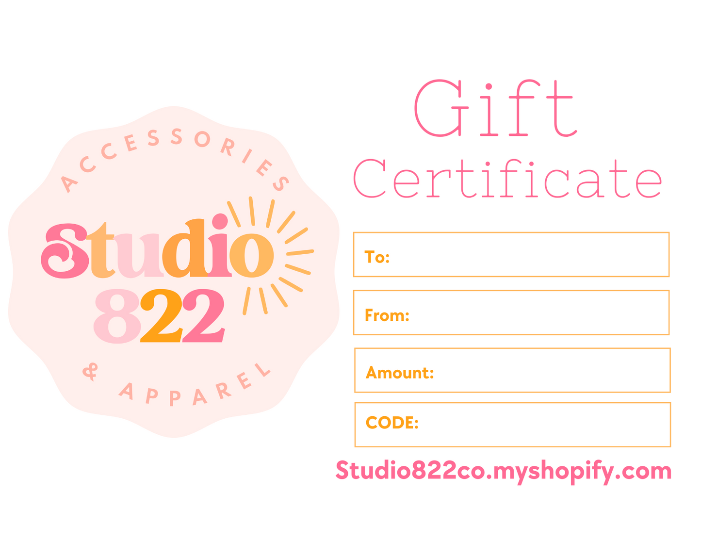 Studio822 Gift Card