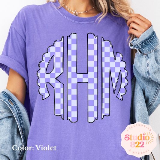 Purple on Purple Checkered Monogram