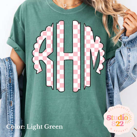 Red on White Checkered Monogram