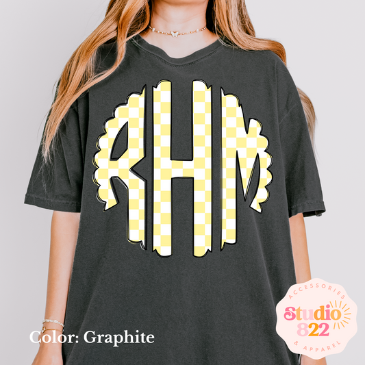 Yellow on White Checkered Monogram
