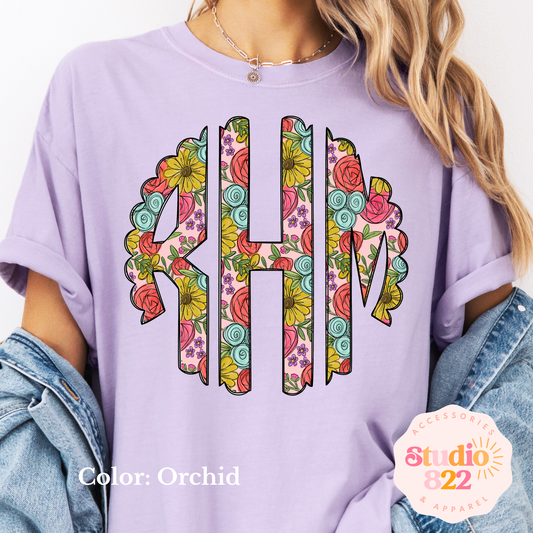 Pink & Teal Floral Monogram