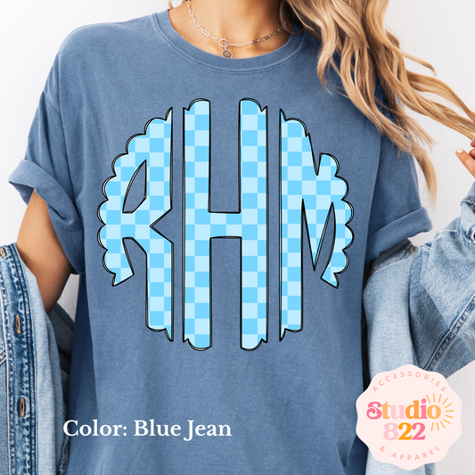 Blue on Blue Checkered Monogram