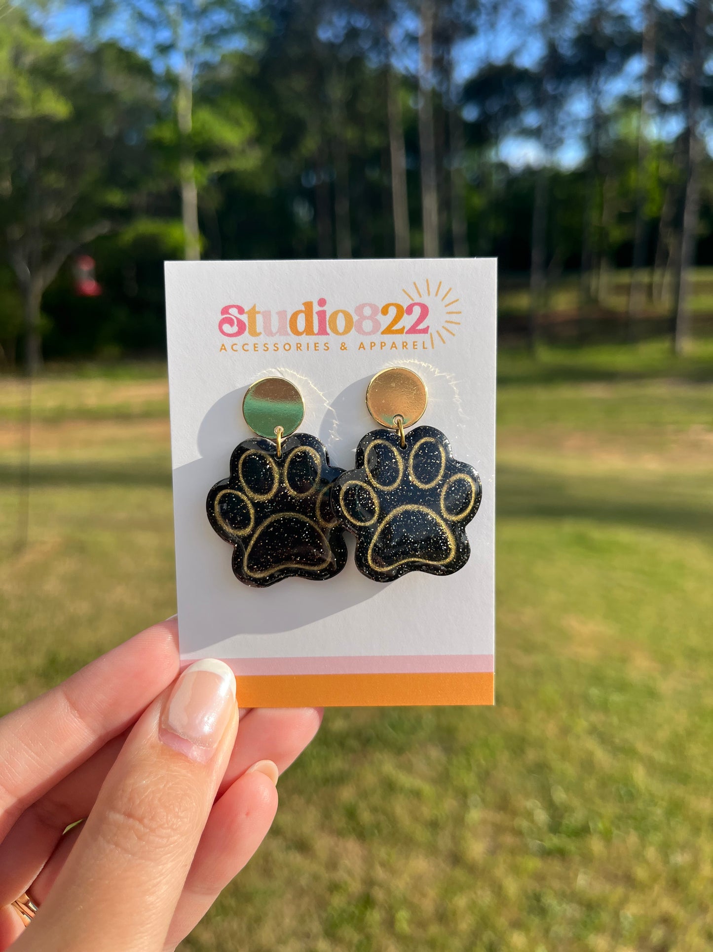 Black & Gold Tiger Paw Dangles