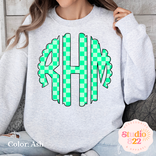 Green on Green Checkered Monogram