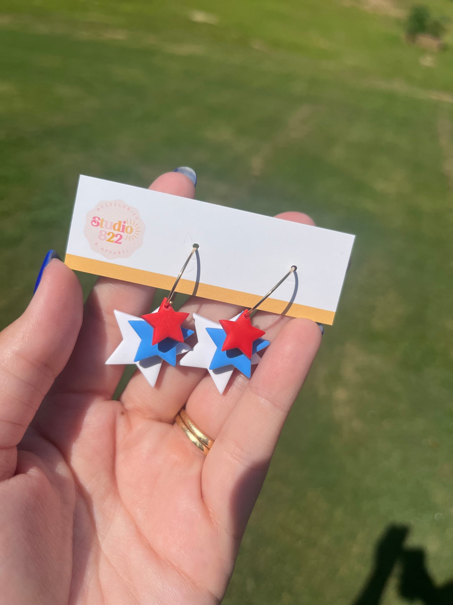 Star Hoops- Red, White & Blue