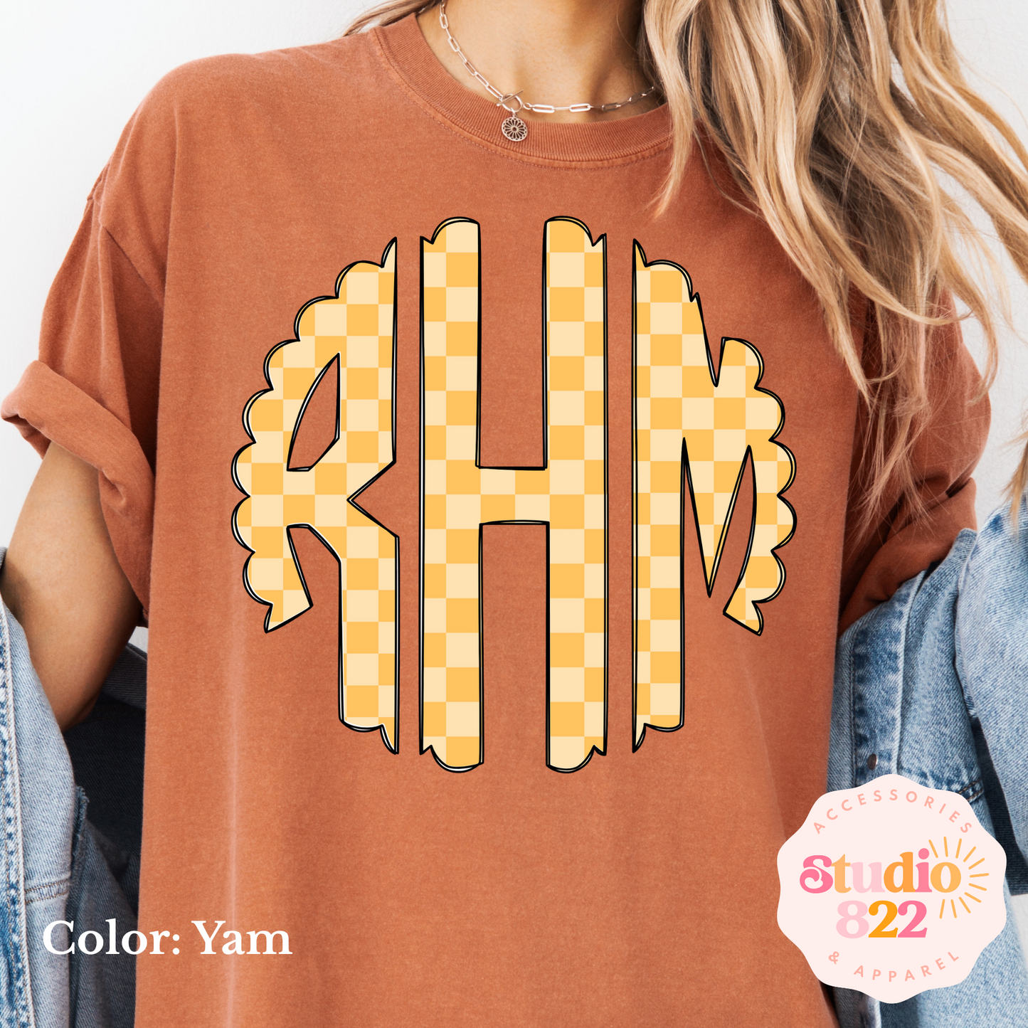 Orange on Orange Checkered Monogram