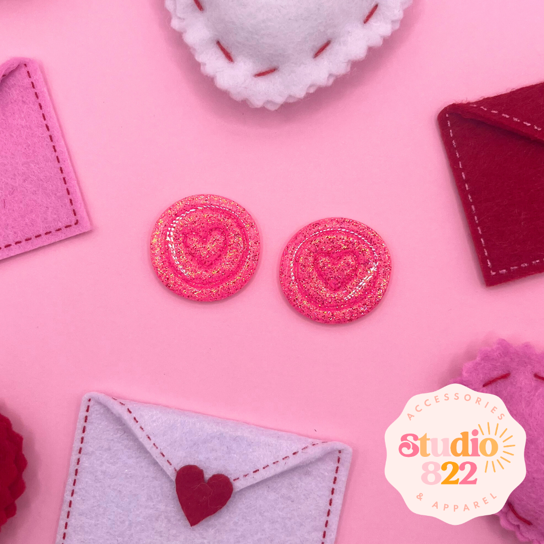 Glitter Heart Stamp Studs