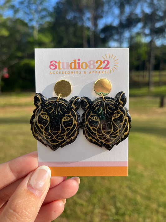 Black & Gold Tiger Dangles