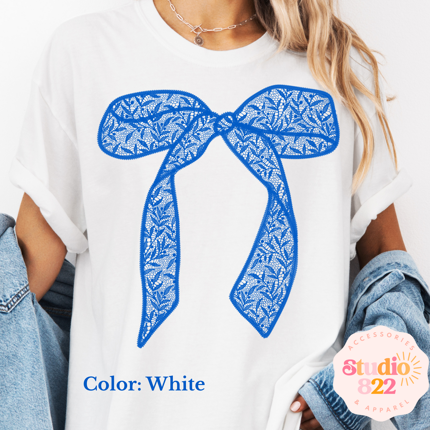 Blue Lace Bow Shirt