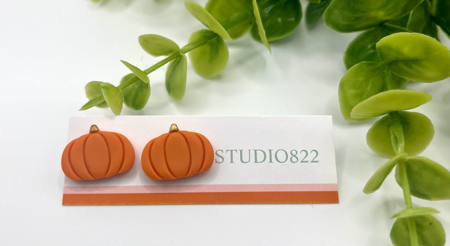 Orange Pumpkin Studs