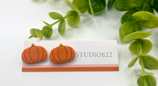 Orange Pumpkin Studs