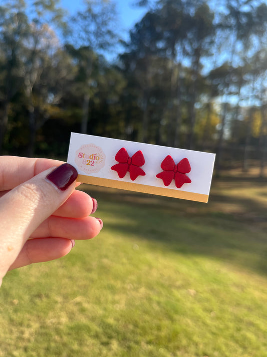 Little Red Bow Studs