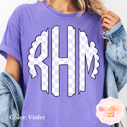 Purple on White Checkered Monogram