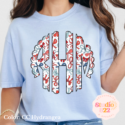 Red, White, & Blue Bow Monogram